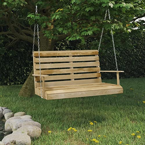 LoogCape Gungbänk 110 cm av impregnerad furu för trädgård, balkong och terrass, väderbeständig, hängande gunga, med kedjor, rymmer upp till 320 kg, perfekt för avkoppling, lounge, utomhus, veranda