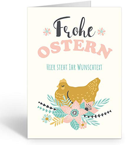 Große XXL Grußkarte zu Ostern (DIN A4) SELBER GESTALTEN - Frohe Ostern schön mit Osternest - mit Umschlag/Edle Design Klappkarte/Ostergruß/Ostern/Osterfest/Extra Groß