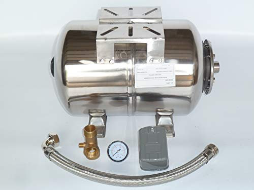 Druckkessel Set Hauswasserwerk von CHM GmbH 50 Liter Membrankessel Edelstahl Hauswasserwerk 5tlg.