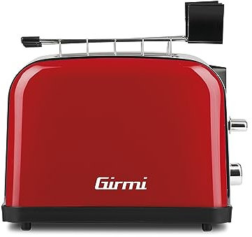 Girmi TP5602 Tostapane, 850 W, Acciaio Inox, Rosso