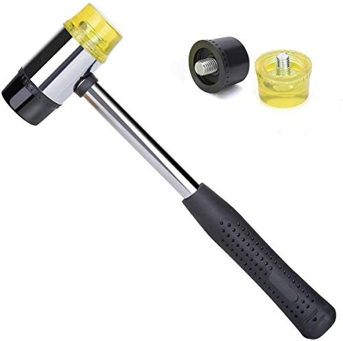 Utoolmart Gummihammer, 25 mm, Doppelkopf, Juwelier-Metallhammer und zwei Umrüstköpfe