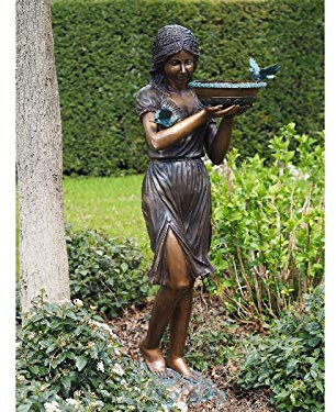 IDYL Bronze-Skulptur Frau stehend | 162x65x50 cm | Klassische Bronze-Figur handgefertigt | Gartenskulptur oder Wohnbereich-Dekoration | Hochwertiges Kunsthandwerk |Wetterfest