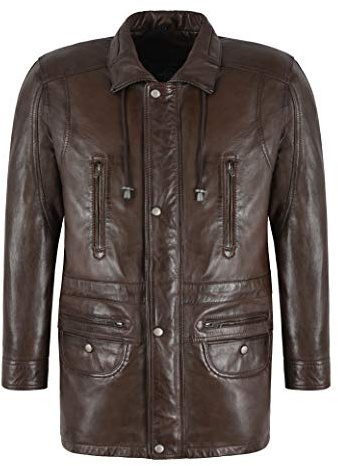 Smart Range Leather Herren Ledermantel Braun Weiches echtes Lammfell Leder 3/4 Classic Jacke G-300 (XL)