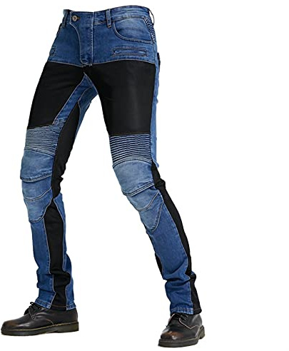 Mesh Breathable Motorcycle Armor Pants Men's Cycling Trousers With Removable Pad 3 Kinds Of Protective Gear Options (XS-3XL, 2 Colors) (Color : Blue, Size : X-Large)