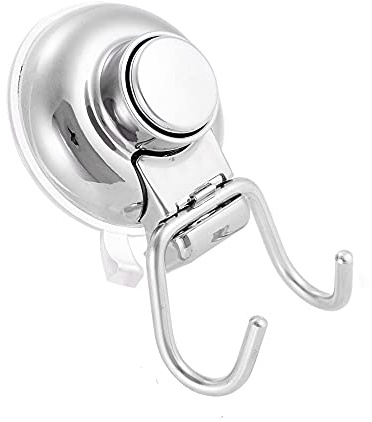 tooloflife Vacuum Suction Cup Hook, Silver Heavy-Duty Rustproof Stainless Steel Wall Hangers Double Hooks with ABS Suction Cup for Bathroom Kitchen Shower Bath