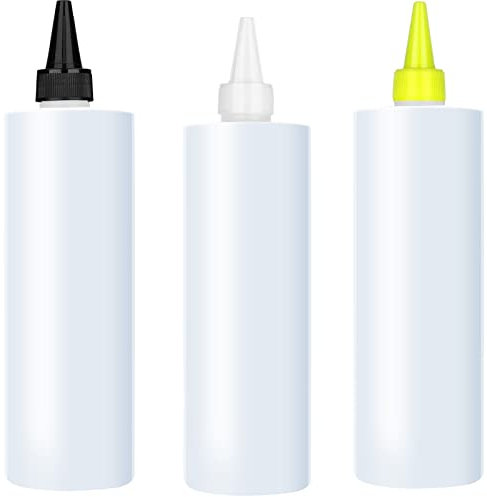 CUNQN Squeeze Flasche Plastik Quetschflasche 16oz Saucen Flasche Mit Kappen Kein Leck Condiment Flaschen für Backen Malen 3 Stück