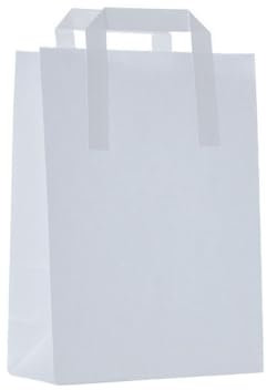 DeinPack 250 Papier Tragetaschen 22 x 10,5 x 30 cm weiß I Umweltschonende Papiertüten Geschenktüten Papiertragetaschen biologisch abbaubar, kompostierbar I weiße Papier Tüten