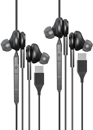 USB C Kopfhörer in Ear Gaming Headset mit Mikrofon Kabel Earbuds(2Pack) Typec Klinke Ohrhörer Wired Earphones Handy Kabelgebunden PC Anschluss Headphones Kompatibel für Samsung Xiaomi N10-ej