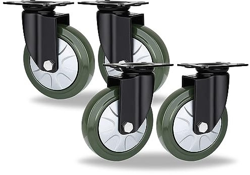 Schwerlastrollen Transportrolle 75mm 100mm 125mm 150mm 4 Stück, Leise Pannensichere Vollgummi Industrierollen, Ersatz Lenkrolle Mit Bremse, Für Trolleys Möbel DIY Werkbank Mechanisch ( Color : Swivel