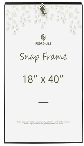 Podronale 18x40 Poster frame, Plexiglass, Black Snap Frames, Coating Aluminum Profile, Display Horizontally & Vertically(1PCS)