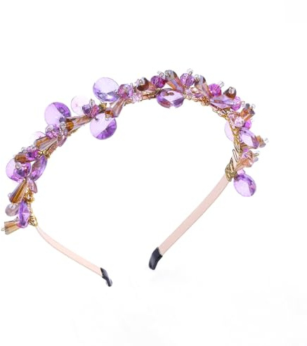 IYOU Bling Kristall Stirnbänder Violett Strass Kopfschmuck Edelstein Vintage Party Geburtstag Haarschmuck für Damen