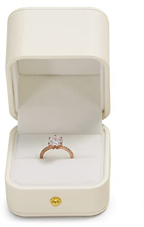 Papten Ringbox Ringschachtel, weiß Ring Box Schmuckaufbewahrung für Hochzeit Verlobung Heiratsantrag Valentinstag