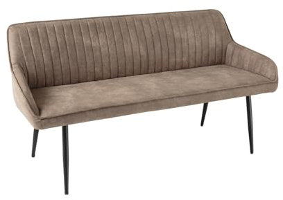 Riess Ambiente Design Sitzbank Turin 160cm Taupe schwarz Metallbeine mit Armlehne Polsterbank mit Samtbezug, Esszimmermöbel, Flurmöbel