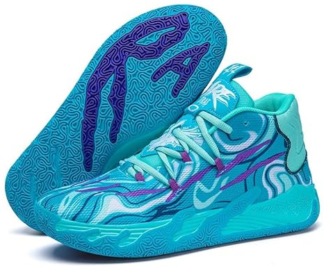 Bolognifi Chaussures de Basket-Ball Montantes Unisexes, Semelle extérieure en Caoutchouc antidérapante, idéales for l'entraînement et Les Jeux en extérieur(Blue,40 EU)