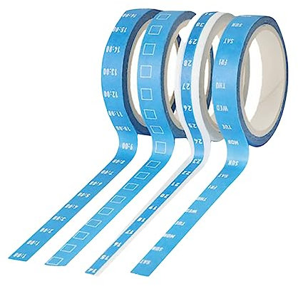 VILLFUL 8 Stück Zeitmanagement Klebeband Blau Mit Wochendatum Stundenplan Wiederverwendbar Rückstandsfrei Für Scrapbooking Büro Schule Und Organisation