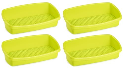 Acan Tradineur - Pack de 4 Estropajero de plástico con Rejilla extraíble - Recipiente para estropajos, Cocina, Ligero y Resistente - Fabricado en España - 8 x 26 x 13 cm - Color Amarillo