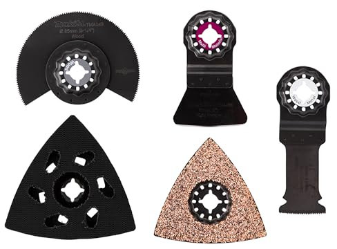 Makita E-16994 Starlock Renovierungs-Set 5-tlg. Für Holz, Holz mit Nagelrückständen, Alu, Gipskarton, Mörtel, Teppichreste, Schleifen, TMA047, TMA049, TMA065, TMA073, TMA078