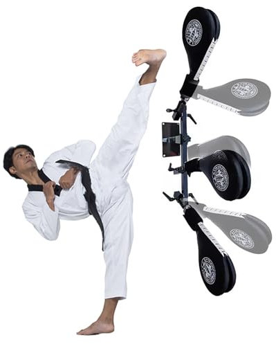 Uomo di Legno Wing Chun Confezione da 3 Cuscinetti per Calci per Arti Marziali, Obiettivo di Allenamento Dell'uomo Wing Chun per Tae Kwon do Karate Kickboxing, Manichino da Allenamento Regolabile
