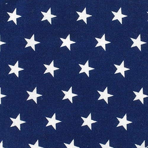 SUGARAPPLE Bio Baumwollstoff zum Nähen für Kinder | Stück 1 m x 150 cm | Stoff Meterware | Öko Tex Standard | Reine Baumwolle | Kinderstoffe Mädchen, Junge in Hemdenqualität | Dunkelblau Sterne weiß