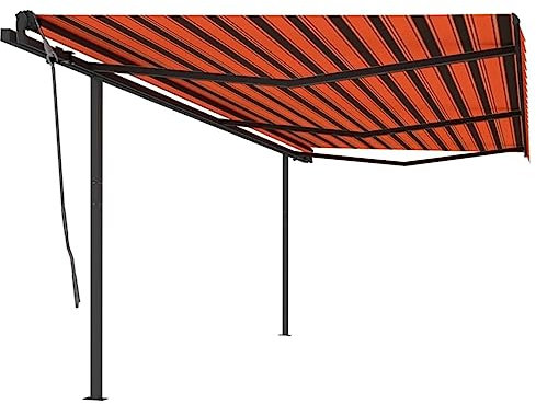 Home & Garden – Manual Markise mit Pfosten, einziehbar, 6 x 3 m, Orange und Braun, Möbelauswahl