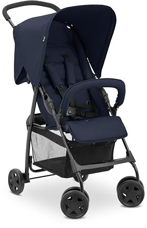 hauck Buggy Sport, Dark Blue - Federleichter Reisebuggy 5,9 kg - mit Liegefunktion für Kinder ab Geburt bis 15 kg - Klein Zusammenklappbar, Großer Einkaufskorb bis 3 kg