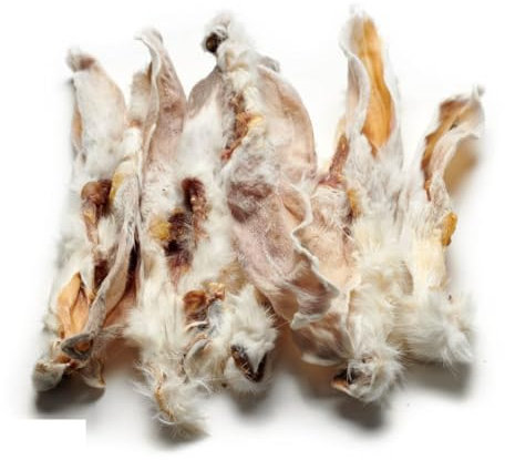 Hundesnackbar - Kaninchenohren mit Fell | Leckerer Snack für Hunde | Natürlicher Kausnack (100g)