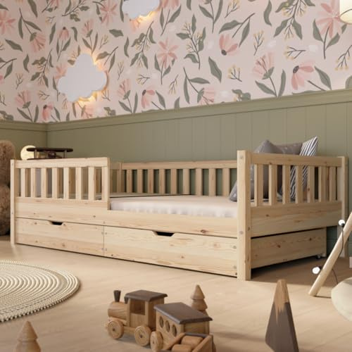 Crazy Pine Montessori Kinderbett mit Schubladen Crazy Basic 140x200 cm Nat.