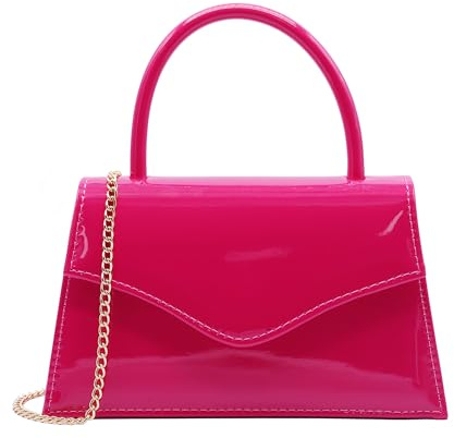 Milisente Pochette élégante pour femme en similicuir verni avec poignée sur le dessus, rose vif