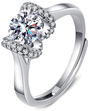 Tolldek Diamantring Weißgold 750 18K, Labor Erstellt Diamant Knot Verlobungsring, Partnerringe Au750 Gold Echtschmuck, 49 (15.6)