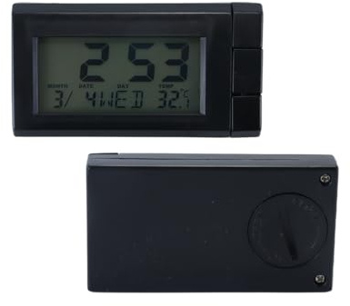Fasizi Reloj digital LCD con pantalla de temperatura para coche, reloj de tablero con batería para todos los modelos.