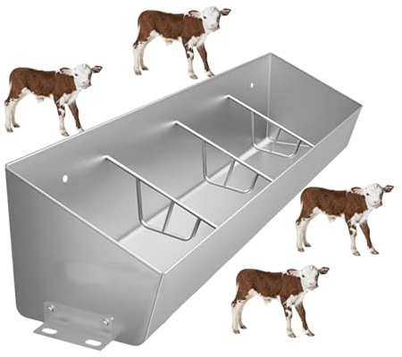 Futtertrog für Vieh, Rindertränke aus Edelstahl, Bauernhof, Hof, Stall, lange Futtertrog für Schweine, Ziegen, Pferde, Tiere, Viehzaun, Futtertrog, 4, 5, 6, 7 Bits, hängend/Grond Poult