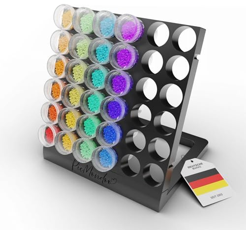 Picmondoo Diamond Painting Döschenwand System – erweiterbar mit Brett, Sockel oder Komplett-Set, für perfekte Ordnung bei deinen Steinchen (Döschenwand (Set))