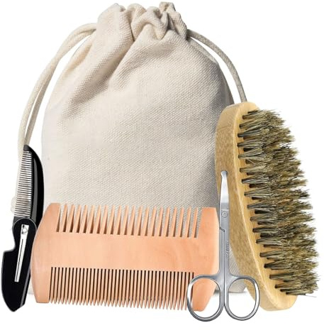 Juego De Cuidado Barba Para Hombres Con Cepillo Tijera Peine Plegable Accesorios Afeitado Del Cabello Facial Viajes Uso Doméstico Solución La Barba En