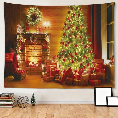 JOTOM Weihnachten Wandteppich, Mehrzweck Wandbehang aus Stoff Christmas Wandkunst Poster Weihnachtsdeko für Wohnzimmer Schlafzimmer Wohnheim Büro Wanddeko, 150x130cm (Weihnachtsbaum)