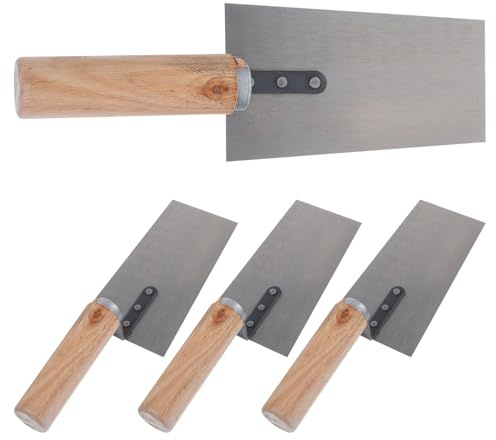 OATIPHO Lot de 4 Truelles à Mastic en Acier Inoxydable Spatules de Maçonnerie de Taille Moyenne et Grosse Outils Polyvalents pour Plâtre Briques et Finition pour Travaux Manuels et