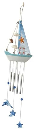 Folpus Carillon éolien en Forme de voilier, méditerranéen, à Suspendre, décoration Nautique pour Jardin, terrasse ou Patio, Style D