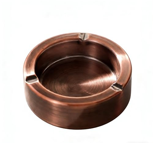 Skroad Ashtray, Stainless Steel Ash Tray for Outside and Inside,Heat Resistant&Unbreakable& Washable Cigar Ash Trays,Portable Ashtrays for Home Bar Office Restaurant(11cm Retro)