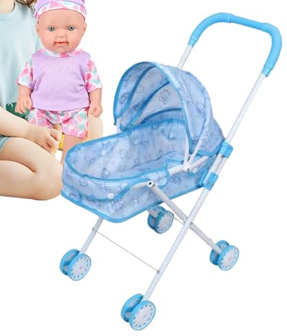 Cochecito de Muñecas - Ajustable Toldo Plegable,Carriola de Plegable para Muñecas Infantiles,Uso en Hogar Guardería Vivero Interior Exterior Juego Educación y Entretenimiento