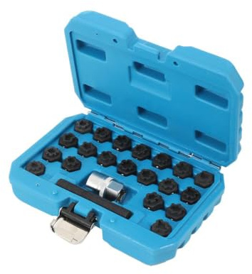 22-teiliges Felgenschloss Knacker Set, Radbolzen Demontage Werkzeug, Reifenmutter Entferner mit Adapter, Schlüssel Set für Volkswagen
