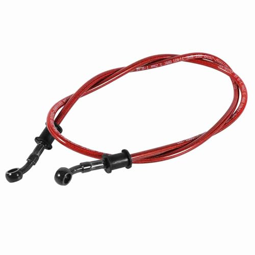 Motorrad Bremsschlauch 60cm Ölschlauch Geflochten Edelstahl Brems Kupplungsölschlauch Brems Kupplungsleitung 10 mm/0,39 Zoll 28°-Banjoschrauben Passend für Motorräder Enduro Motocross (Rot)
