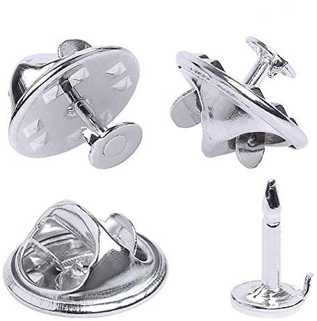 Pin Backs,50 Paare Schmetterling Kupplung mit Blanko Pins für DIY Schmuck Machen,Silbern