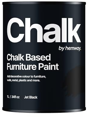 Chalk Based Furniture Paint, Jet Black 1L, Matt Finish Shabby Chic, Chalk Paint Furniture & Walls, Quick Dry & 1 Coat, Hemway