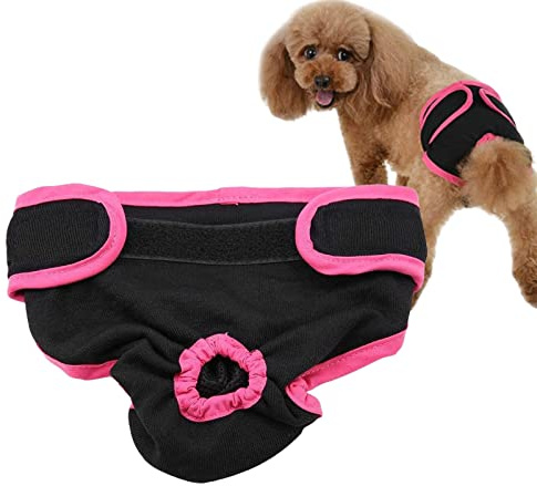Tvättbara Hundblöjor för Tikar Justerbar Passform Mjuk Tyg Inkontinensskydd Valpar Löptid Återanvändbar Hygienbyxa XS