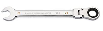 GearWrench 86721 - Llave combinada de trinquete de cabeza flexible de 12 puntos de arco oscilante de 4 grados de 21 mm