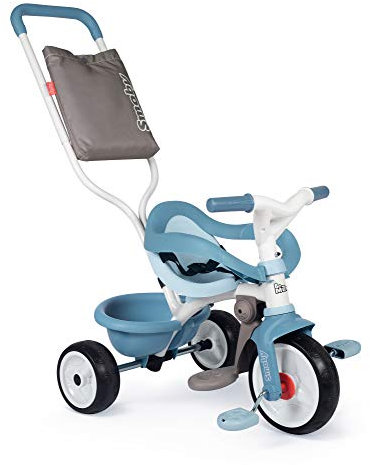 Smoby - Be Move Komfort blau - Kinderdreirad mit Schubstange, Sitz mit Sicherheitsgurt, Metallrahmen, Pedal-Freilauf, für Kinder ab 10 Monaten