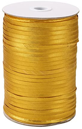 PandaHall Maxi-Kordel mit Paspelierung, 11 mm, 100 m, 11 mm, einfach gefaltet, Schrägband, Polyester, Schrägband zum Nähen, Trimmen, Polster, Hüte, Haarband, Kleid, Dekoration (Gold)