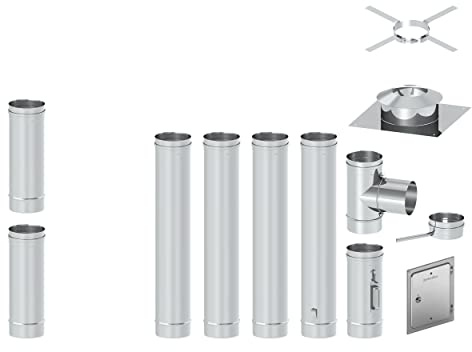 H&M Germany EW FU Edelstahl Sanierungsbausatz 5m Ø130mm 0,6mm Materialstärke Schornstein Kamin Einwandig Sanierung für gemauerten Kamin
