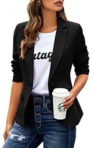 Womens Casual Blazers Open Front Long Sleeve Work Office Jackets Blazer