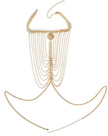 Stfery Körperkette Brust, Körperkette Damen Alloy Körperschmuck BH Elegante Blumenquaste Gold Body Chain
