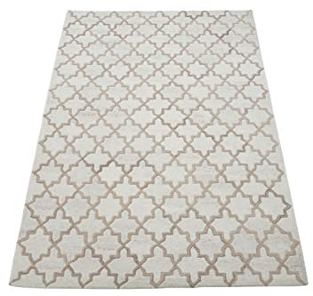 Beige 160X230 cm Teppich 100% Wolle Compatible with Braun Orientteppich Handgetuftet HT274